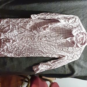 Extra long baby pink button down flannel